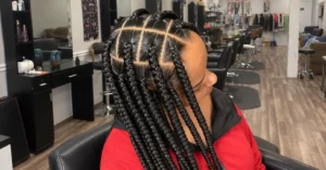 Jumbo box braids with bold, even sections
