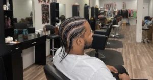 Men's cornrows with clean, straight lines