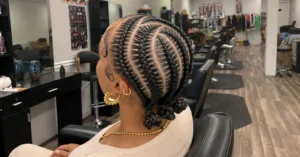 Stitch braids with straight, evenly spaced rows at Kekem African Braids in Spring, TX